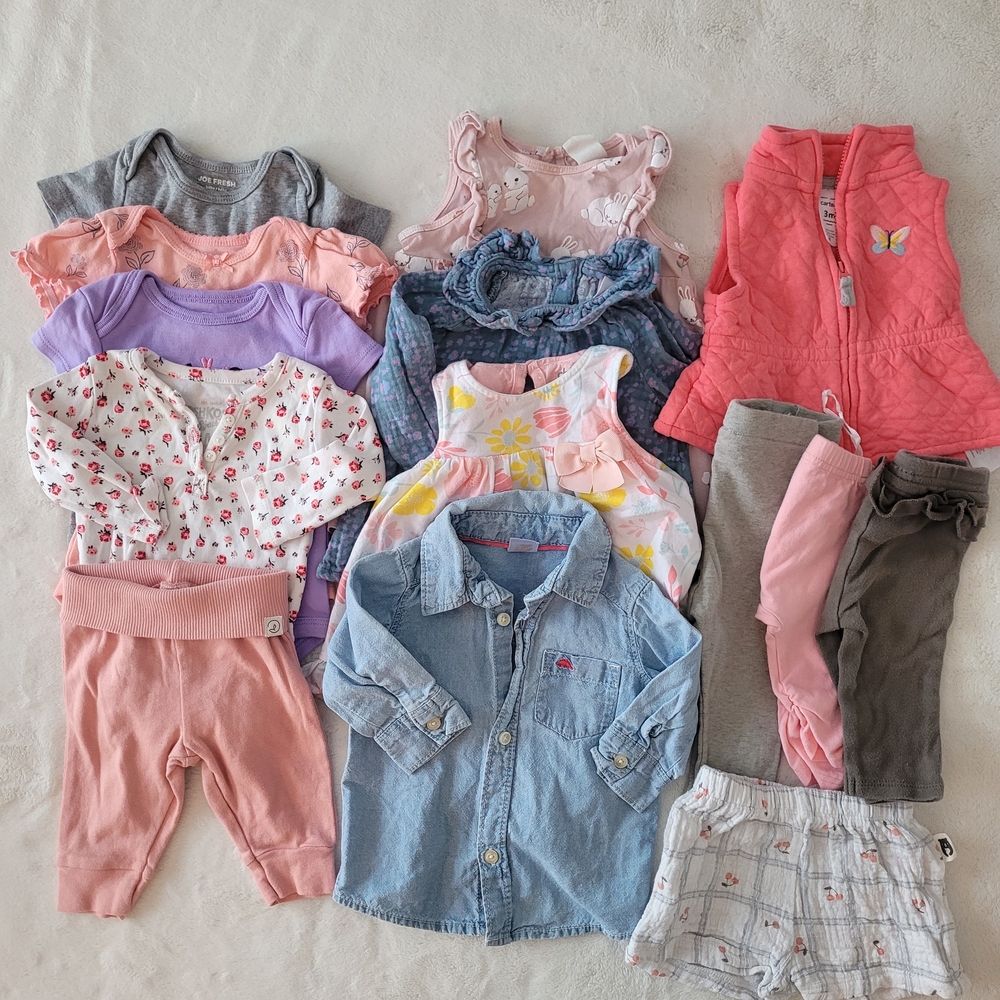 3M Assorted Baby Clothes Girl Summer Bodysuits Pants Floral Tops